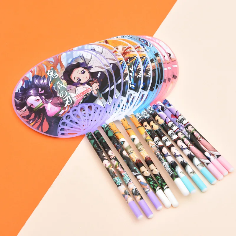 36 pcs/lot Kawaii Demon Slayer Fan Gel Pen Cute 0.5mm Blue ink Signature Pens Promotional Gift Stationery School Supplies