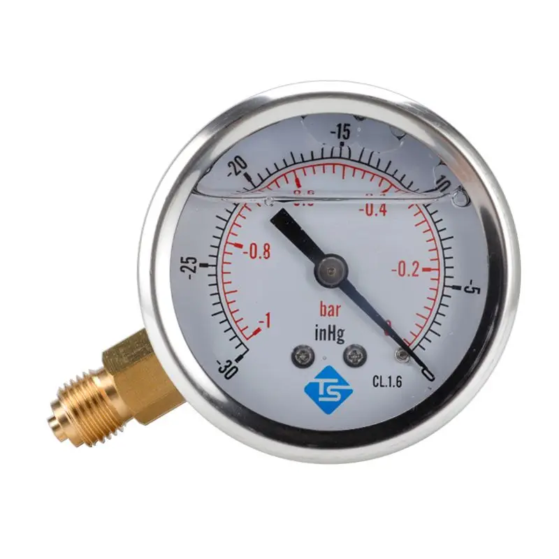 Compound Pressure Vacuum Gauge Glycerine Filled -1/10Bar & -30*Hg 1/4 BSP Bottom Ju19 20 Dropship