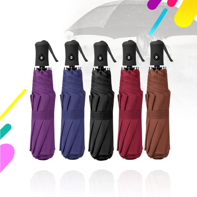 Semi-automatic Umbrella for Men and Women, Windproof Male Parasol, Dark Rain, Business, 5 Colors, 0.96 m