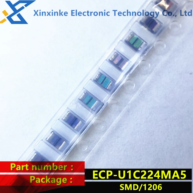 10PCS ECPU1C224MA5 metallized film capacitor Low ESR 0.22uF 16VDC 20% 1206 Acryllic Resin 220nF ECP-U1C224MA5 CBB polyester