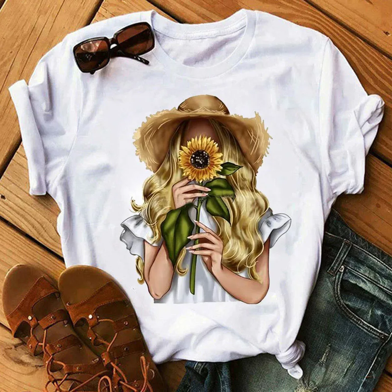 Hot Sales Printed Female Tshirt Women Fashion Graphic Printed T-Shirt Harajuku Korean Style Short Sleeves Clothes Female