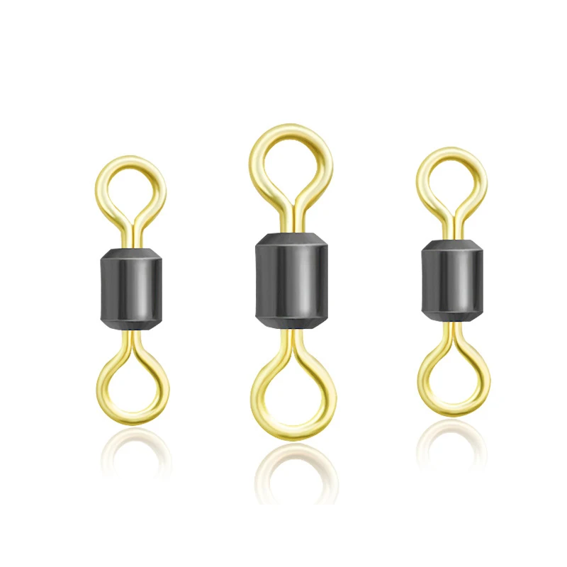 30pcs/lot Two-tone Fishing Swivels Rolling Swivel Connector with Ball Bearing Solid Rings Sea Fishing Accessories 2047