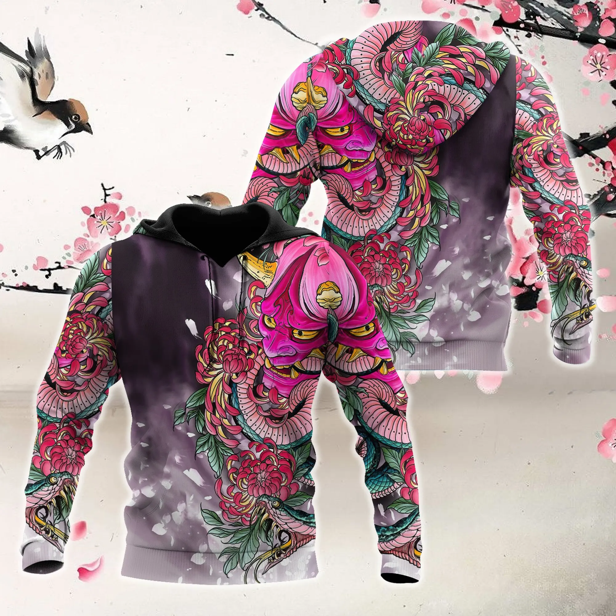 

Retro Samurai Tattoo flowers 3D Printed Autumn Men Hoodies Unisex Casual Pullover Zip Hoodie Streetwear sudadera hombre DW0507