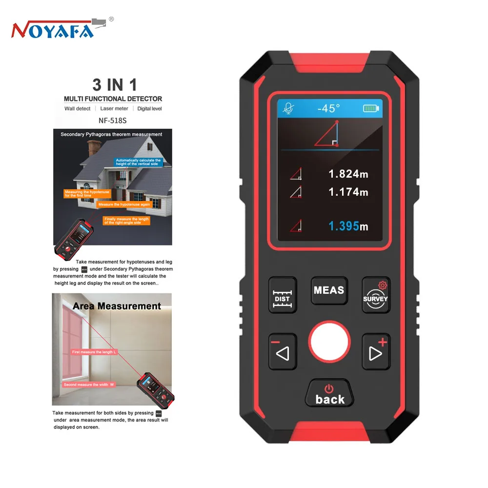 NOYAFA NF-518S 3 in1 Metal Detector Wall Scanner with Laser Distance Mete Wall Scanner Wood Finder for Cable  Stud Find