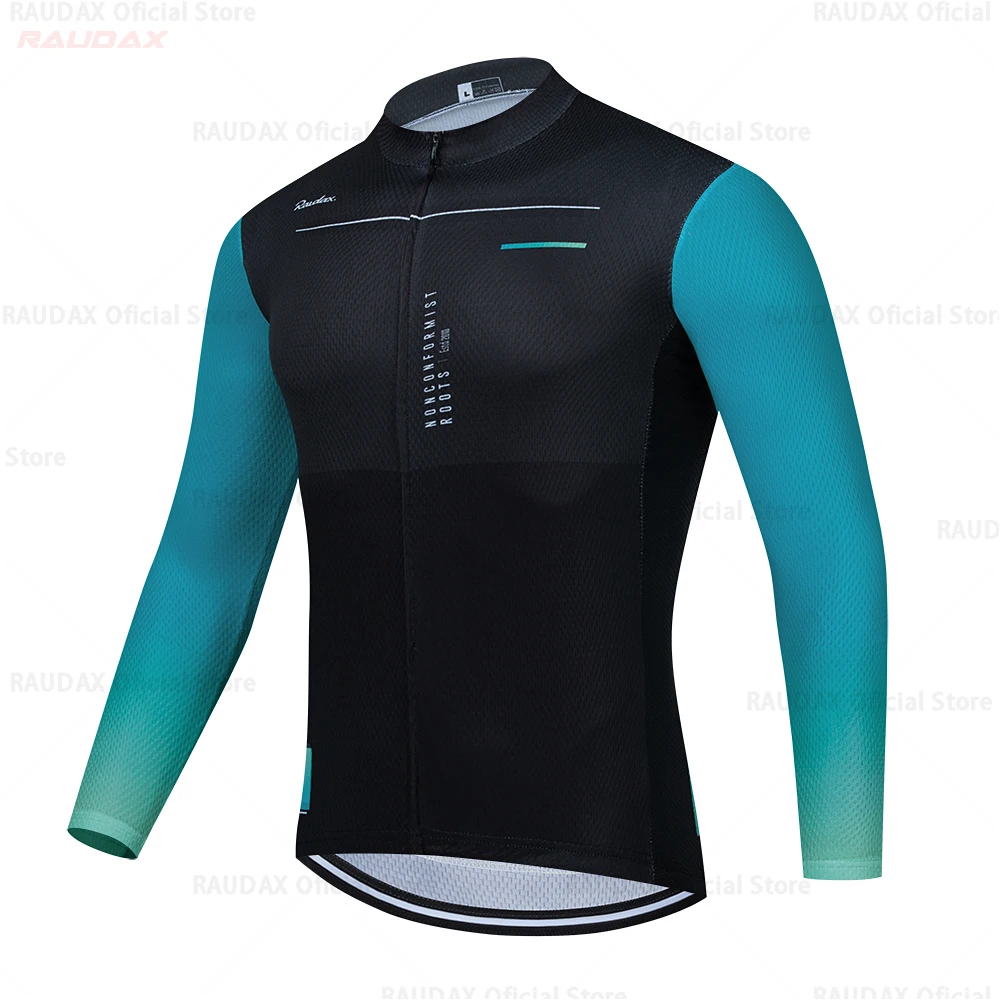 RAUDAX 2021 Mens Long Sleeve Cycling Jersey Mtb Cycling Clothing Breathable Bicycle Maillot Ropa Ciclismo Sportwear Bike Clothes