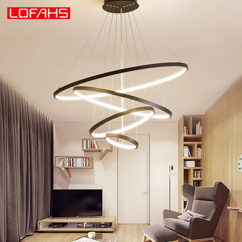 

LOFAHS Modern LED Chandelier for Living Room Dining Room Restaurant lobby Ring Pendant Chandelier Lighting Circle light