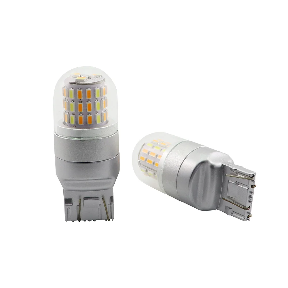 Mcdrlled Dual Color 7443 7444 T20 W21/5w DRL Led Light For Lada Kalina Granta Vesta Bulbs 12v White And Yellow 3014 Smd