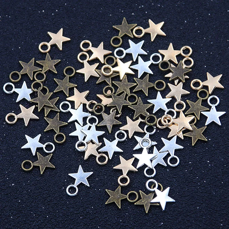 100PCS 8*11mm 3 Color MINI Five-pointed Star Charms Metal Zinc Alloy Pendant For DIY Handmade Jewelry Charms Makings