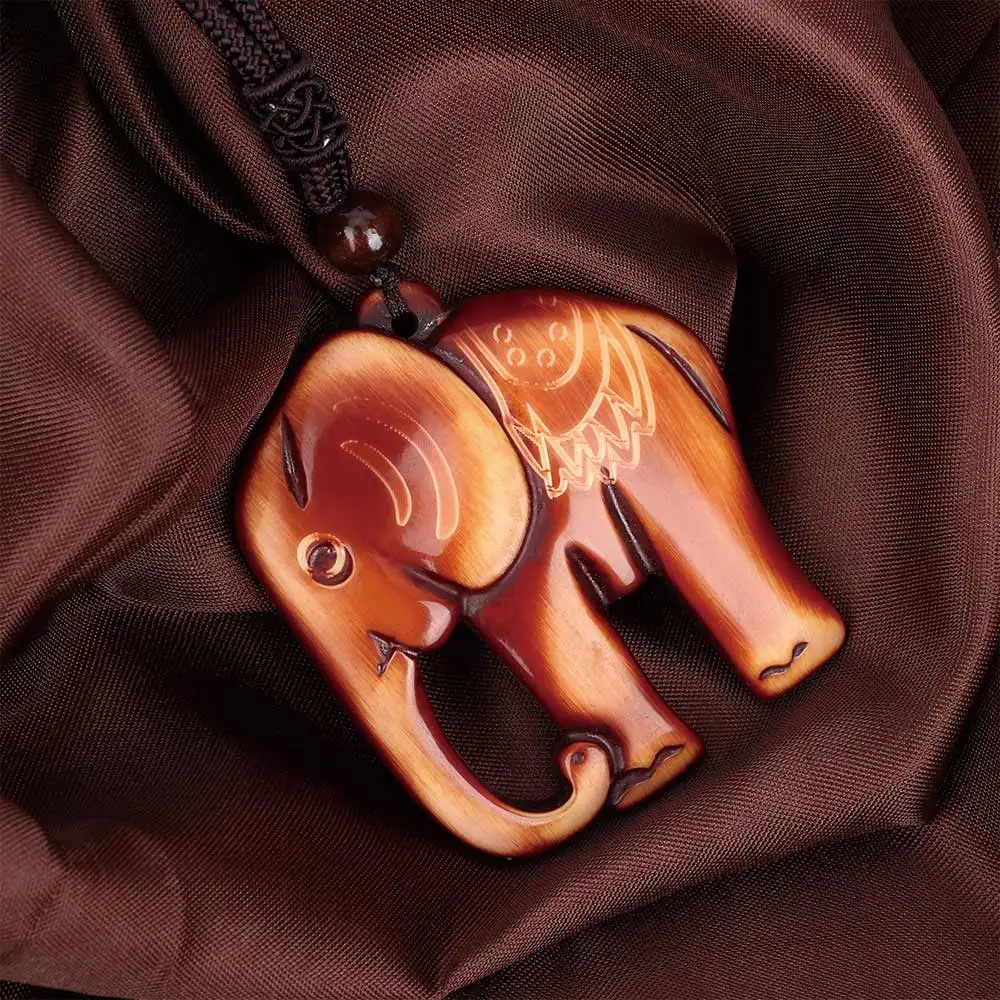 Custom Long Wooden Elephant Sweater Chain Necklace Jewelry Gift Unisex Pendant Necklace Fashion Exquisite Jewelry Accessories