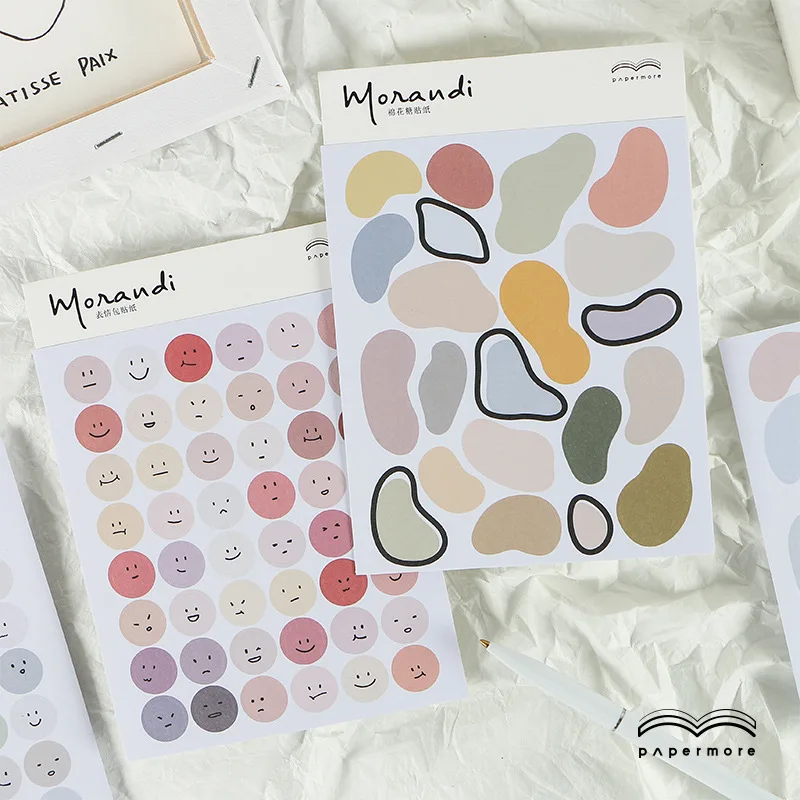 Morandi Style Face Stickers Scrapbooking Decorative Sticker Korean DIY Diary Album Stick Label Cute Stationery