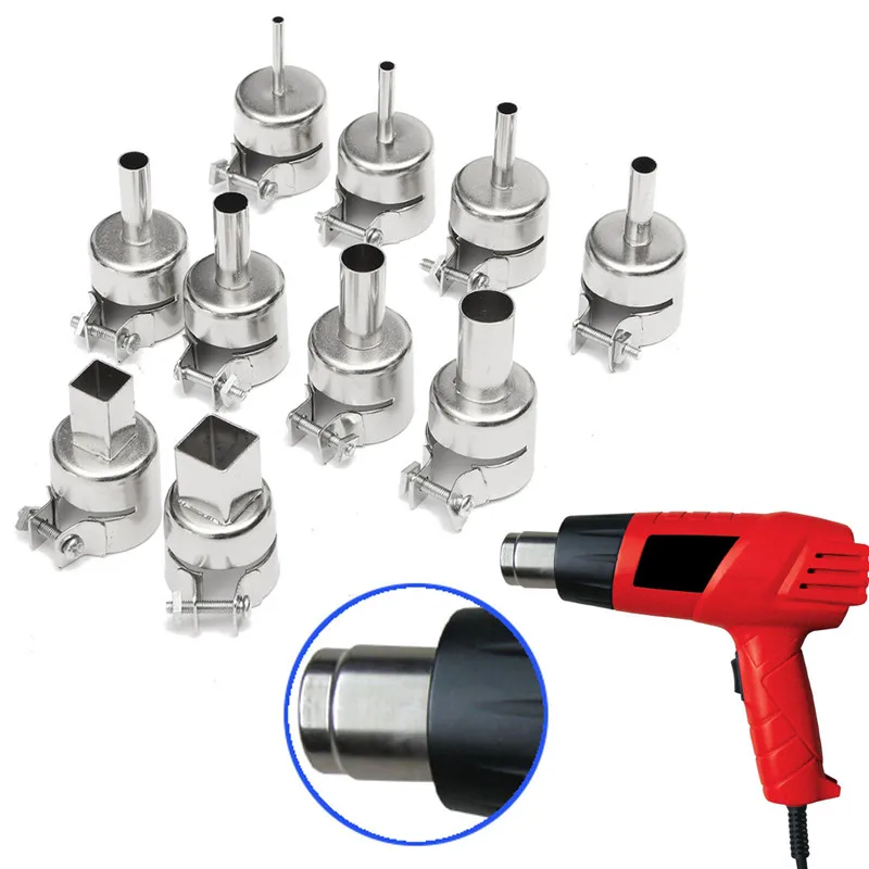 

XNEMON 10pcs/Set Heat Gun Nozzles Tool Kits For 850 Hot Air Soldering Station Rework BGA Repair Tools