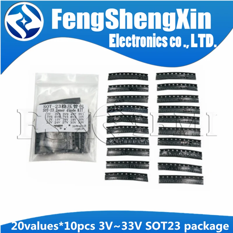 20values X10pcs=200pcs 3V~33V Zener diode SOT23 package Samples ki KIT 3V3  3V9 4V7  5V1  5V6 6V8 7V5 8V2 10V 12V 15V