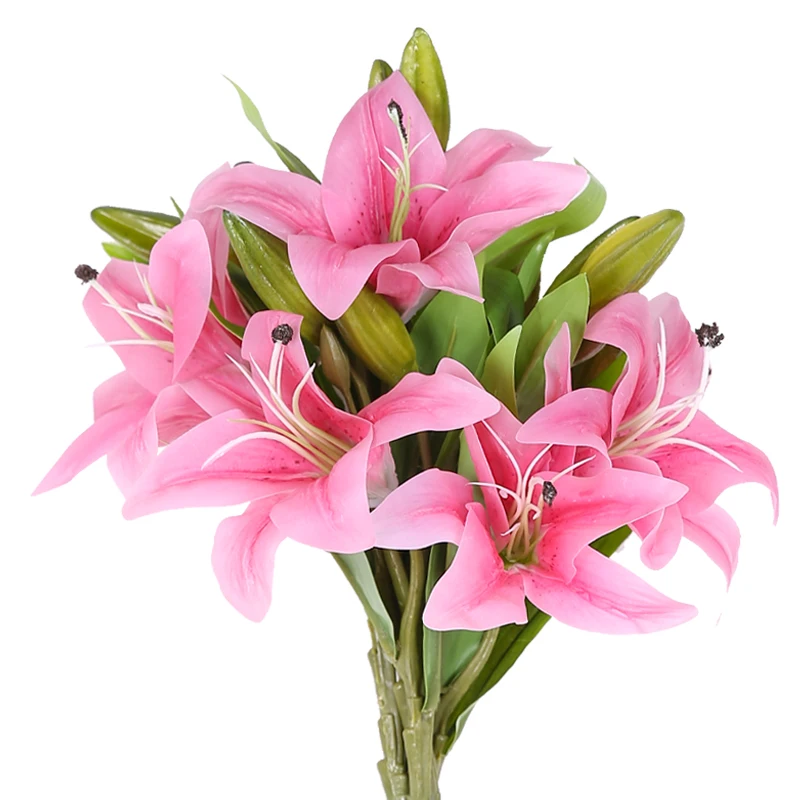 Artificial Lily simulation bouquet indoor living room plastic decoration floor dry flower vase flower arrangement ornaments