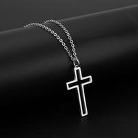 Cazador Trendy Religious Jesus Cross Pendant Necklace Gold Color Stainless Steel Chain Necklaces For Unisex Hollow Jewelry Gift