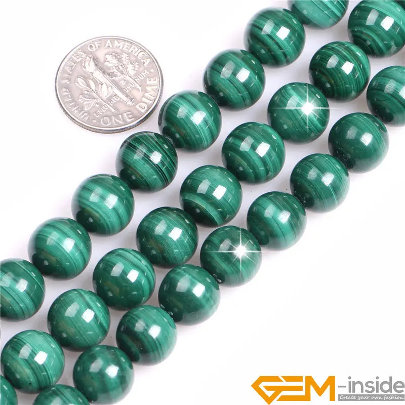 Natural Stone Malachite Round Spacer Loose Beads For Bracelet,Necklace Jewelry Making Strand 15\