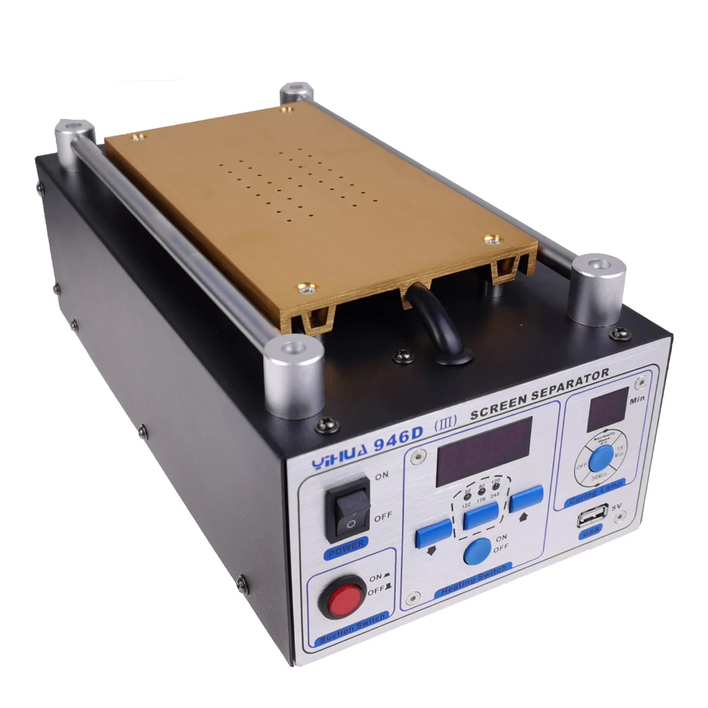 Yihua เครื่องดูดหน้าจอ LCD 946D-III, เครื่องแยกหน้าจออัจฉริยะพร้อมหลอดบ่มปั๊มสุญญากาศในตัว