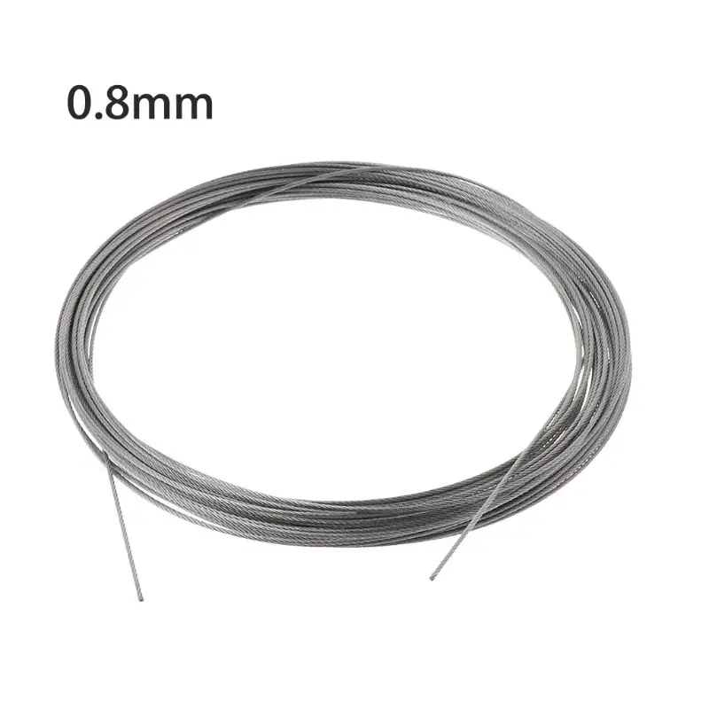 New 10m 304 Stainless Steel Wire Rope Soft Fishing Lifting Cable 7*7 Clothesline 0.5mm/ 0.8mm/1mm/1.2mm/1.5mm/2mm/2.5mm/3mm