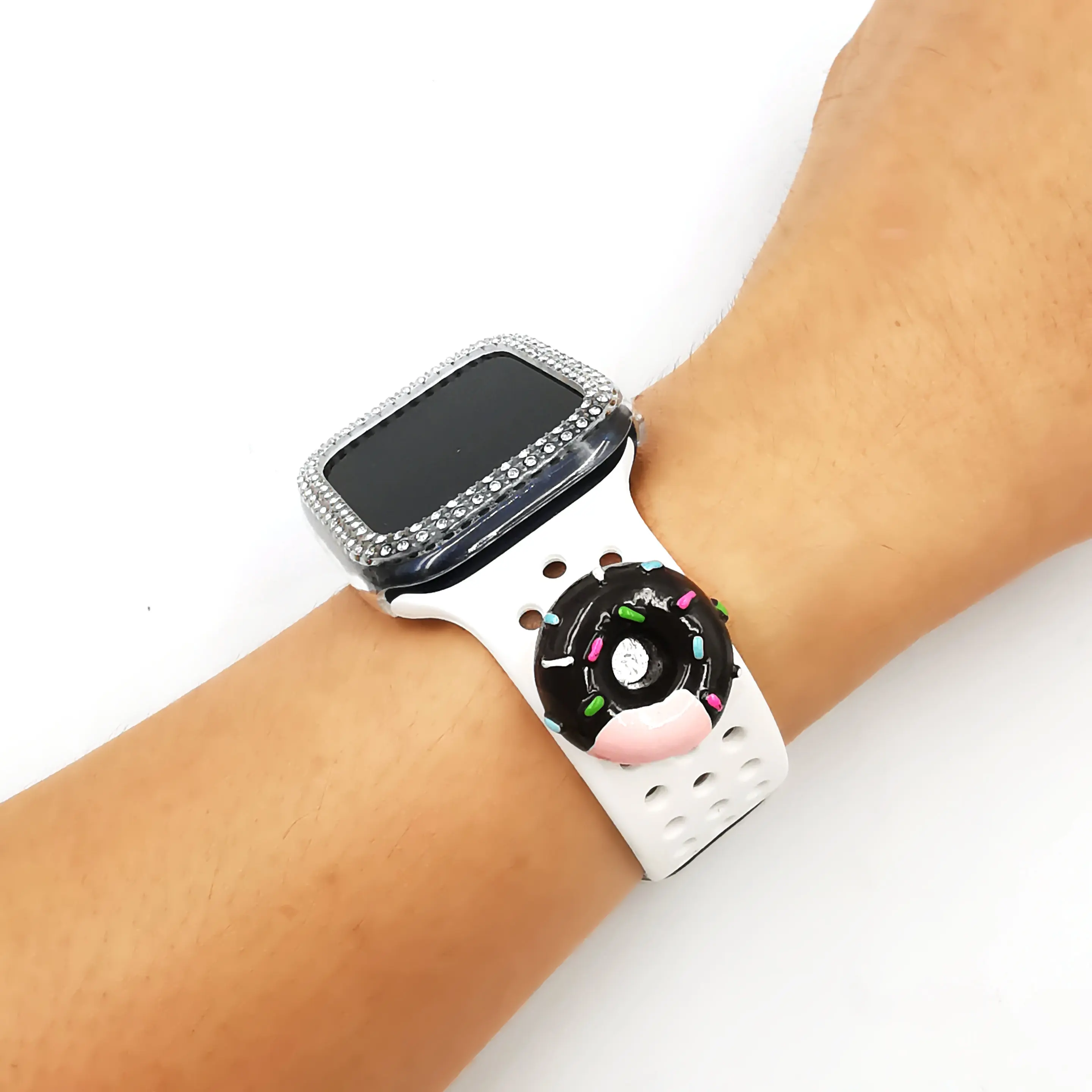 Donut เรซิ่นอุปกรณ์เสริมสำหรับสมาร์ทนาฬิกาสร้อยข้อมือ Charm ตกแต่ง Charms สำหรับ Apple นาฬิกาซิลิโคน