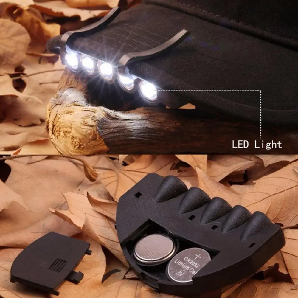 Faro delantero con 5 luces LED para pesca nocturna, práctico faro brillante para acampar al aire libre, senderismo, con Clip