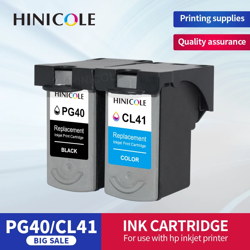 HINICOLE 2pcs PG-40 CL-41 PG40 CL41 Ink Cartridge For Canon Pixma MP140 MP150 MP160 MP180 MP190 MP210 MP220 MP450 MP470 printer