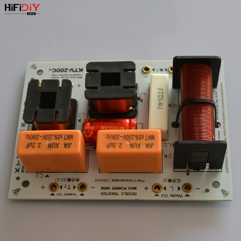 HIFIDIY KTV-200C 2 Way 3 speaker Double treble (Tweeter*2+ bass) Unit HiFi KTV Speakers audio Frequency Divider Crossover Filter