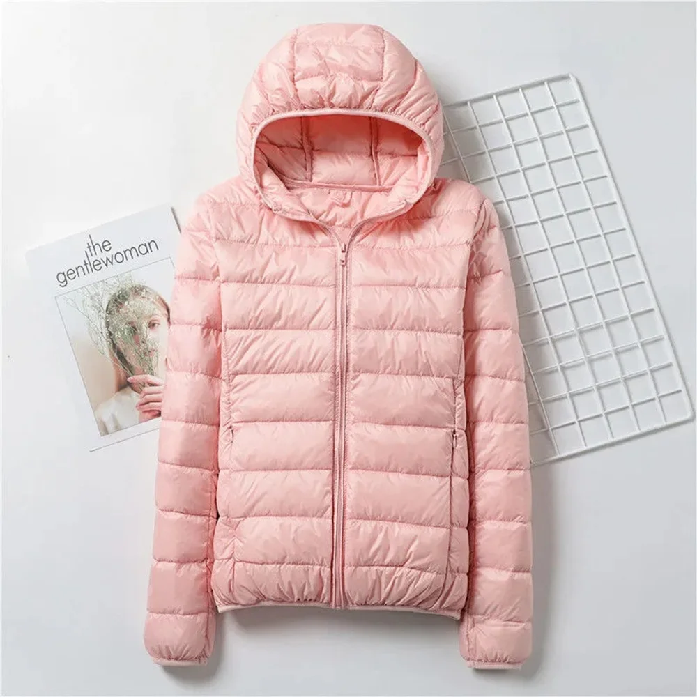 Sudadera básica con capucha para mujer, chaqueta de plumón acolchada con bolsillos y cremallera, abrigo clásico Simple de talla grande 8xl, 14, Color sólido, para Otoño e Invierno