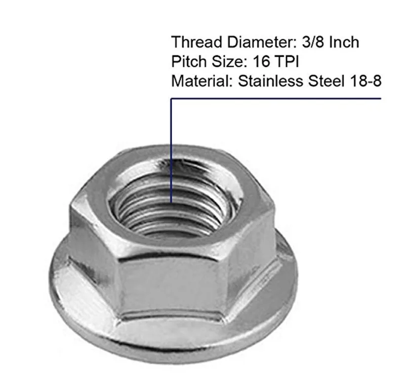 Unc America Coarse Form Lock Metal, Heavy Torque de Preenchimento, Flange Porca Hexagonal, 1/4, 5/16, 3/8, 1/2, 6-32, 8-32, 10-24, 1 ou 5pcs