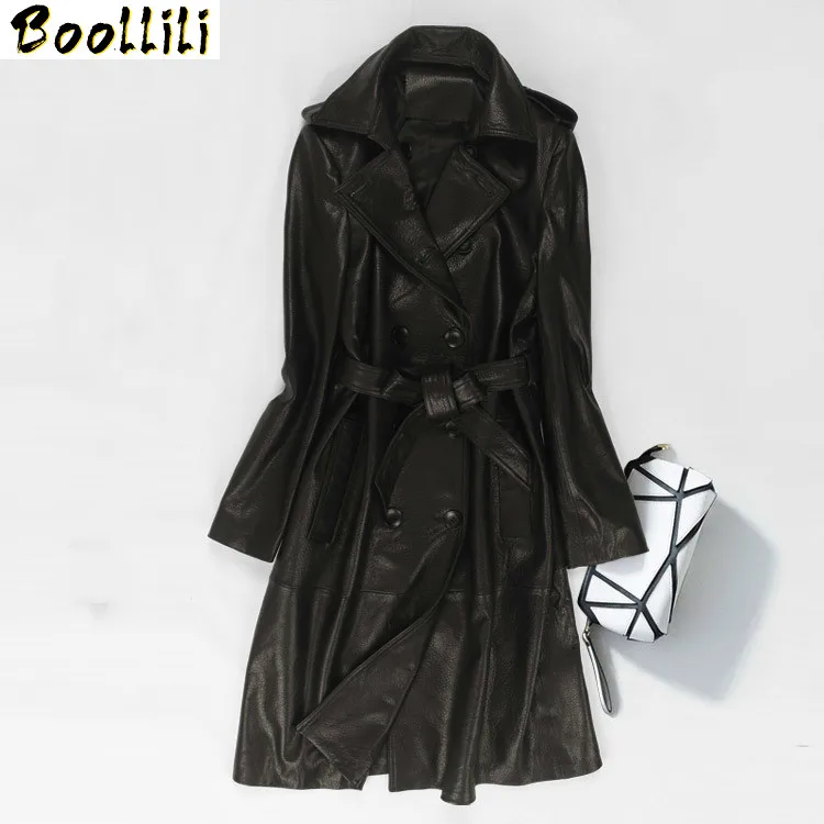 Casaco de pele boollili feminino real genuíno jaqueta de couro roupas femininas 2023 primavera coreano 100% casaco de pele carneiro elegante trench coat