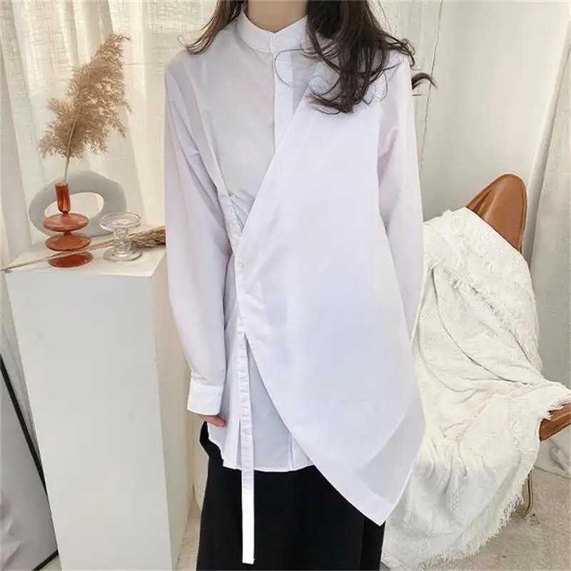 

Women's Long Sleeve Shirt New Style Personality Asymmetry Irregular Deconstruction Fashion Hip Hop Trend Large Size Shirt