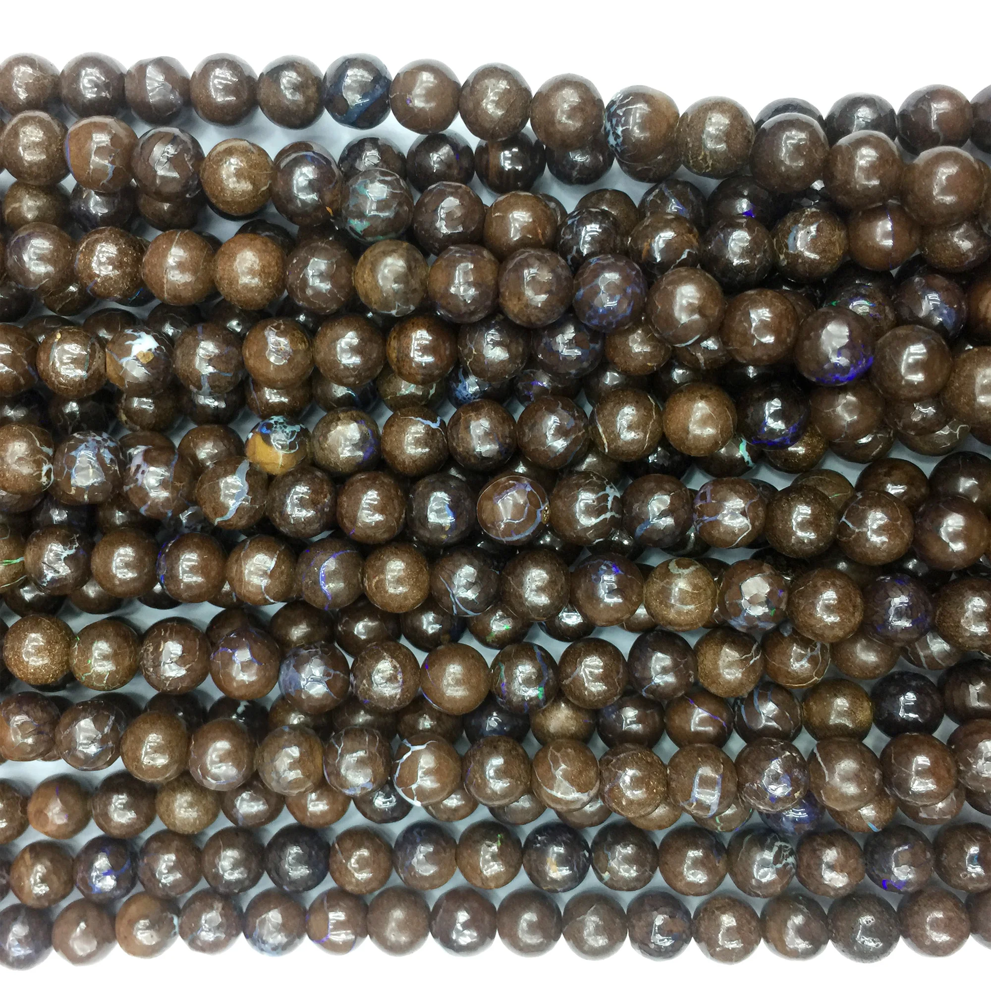 Veemake Natural Brown Australia Fire Opal Round Jewellery Loose Ball Necklaces or Bracelets Beads 06112