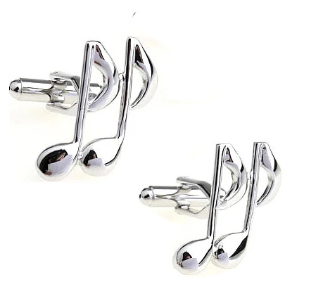 Gemelos con nota musical para hombre, Material de cobre de calidad, Color plateado, regalo para profesor de música, venta al por mayor y al por menor
