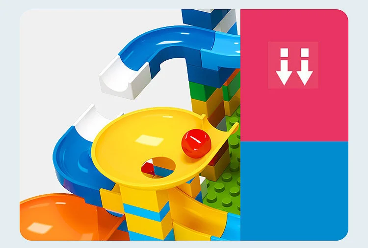Marmor-Rennbahn mit großen Bausteinen, Kugelbahn, Trichterrutsche, DIY-Bausteine, Spielzeug für Kinder, Geschenke – Detail 6
