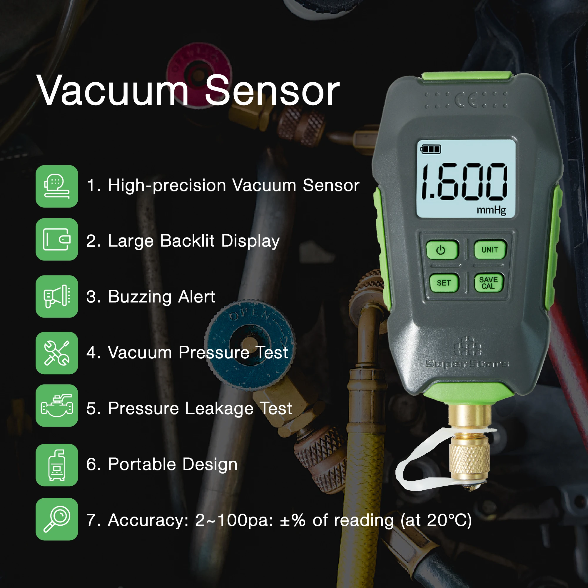 DSZH-Medidor de vacío Digital ST-VG90, pantalla electrónica de alta precisión, Contador de presión