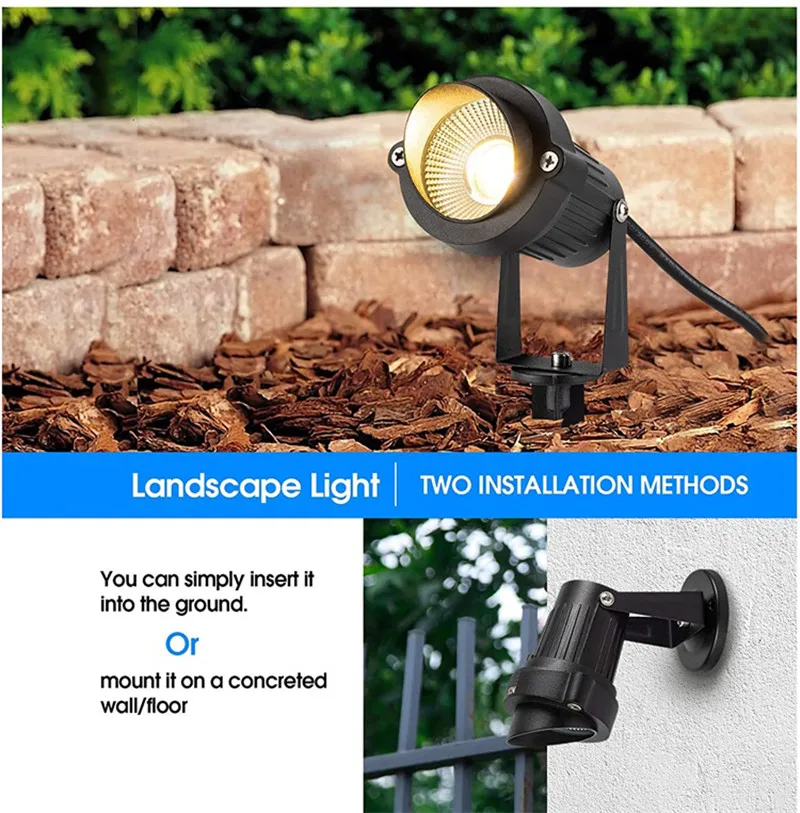 Luz led rgb para iluminação paisagística ao ar livre, impermeável, lâmpada de gramado cob com controle remoto, mudança de cor, rf, 10w, 12v, 24v