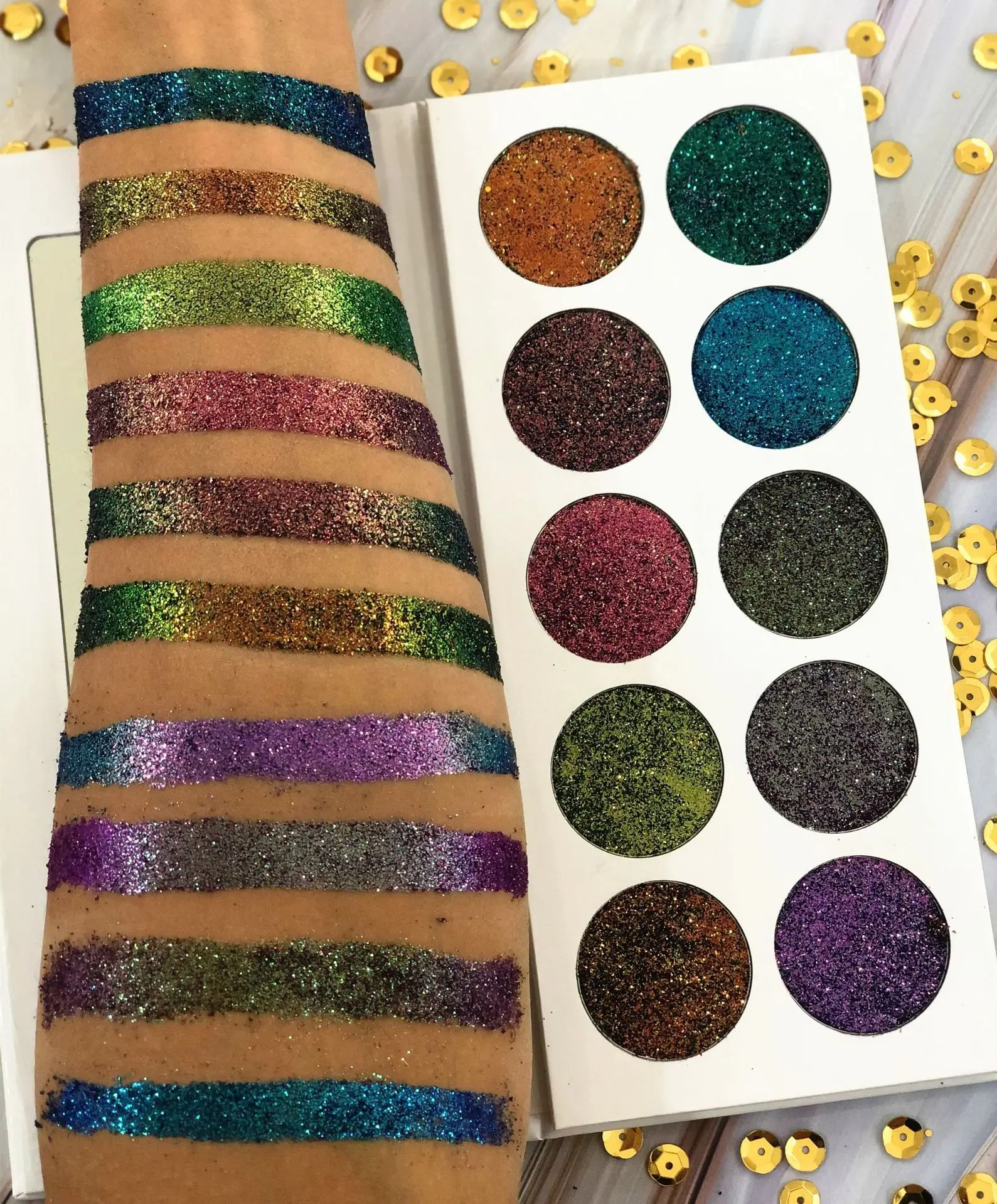 

20pcs Glitter Eyeshadow Pallete Wholesale Private Label Makeup Shimmer Pigment Loose Powder Duochrome Eye Shadow Palette No Logo