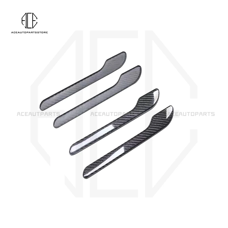 4pcs Tesla Model 3 Y Car Door Handle Sills Protection Cover Glossy Carbon Fiber