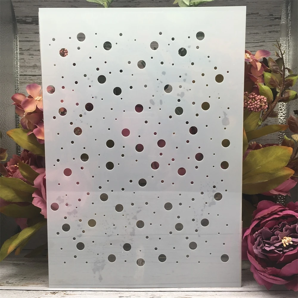 A4 29cm Polka Dot okrągły punkt DIY nakładania warstw szablony malowanie ścian księga gości kolorowanie tłoczenie Album dekoracyjny szablon