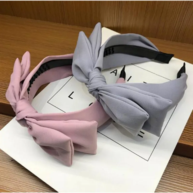 Diadema de lazo grande para mujer, diadema de lazo superior sólido, lazos de doble capa, accesorios para el cabello para adultos, diadema de Aro para el cabello