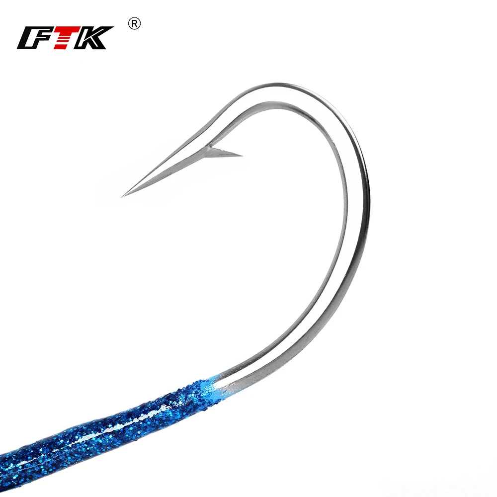 FTK-anzuelo de pesca con cabeza plomada, 120g/140g/160g/180g, señuelo suave para Sábalo, cebo fuerte para Jigging, aparejos de pesca de atún con ojo