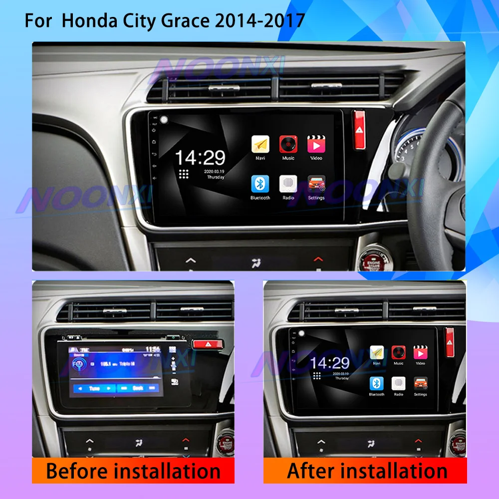 Android 11 Radio Đồng Hồ Định Vị GPS Cho Xe Honda Thành Phố Duyên Dáng 2014-2017 Đa Phương Tiện Video RDS IPS Autoradio Không 2 Din Đầu Đơn Vị