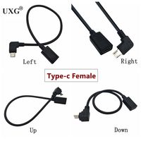 USB 3.1 Type C Female to micro USB 2.0 micro Male left Right Up Down Angle Data Sync Power Supply Cable Cord 0.25m 25cm