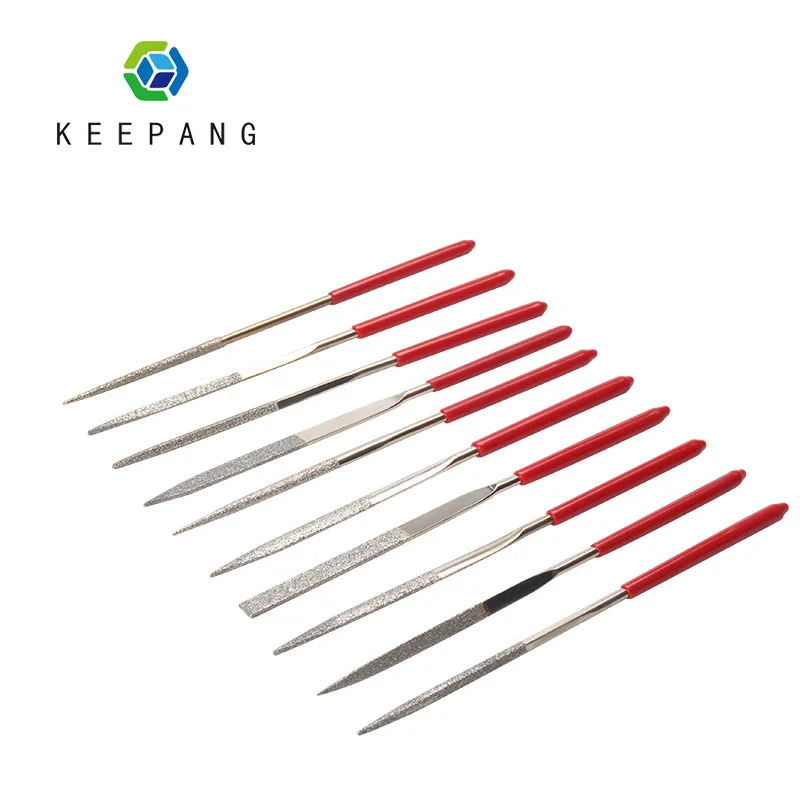 10Pcs Mini 140*3mm Needle File Set Diamond Handy Tools for Ceramic Glass Gem Stone Hobbies Crafts and 3D printing models