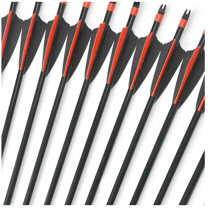 31.5inch Archery Fiberglass Arrow 100 Grain Arrowhead Steel Target Arrow Point Head Black and Red Vanes Feather For Recurve Bow