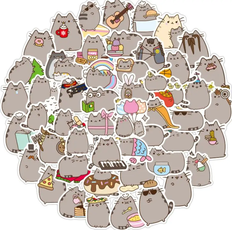 10/30/50/100pcs  Cartoon Chunky Cat Graffiti Stickers  Funny Cute Animal Stickers For Laptop Car  Decal Decor Stickers Kids Toys