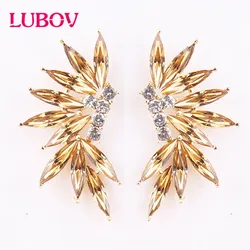 LUBOV 2 styles colorful Wings Stud Earrings Acrylic Crystal Stone Women Piercing Earrings Trendy Wedding Jewelry Christmas Gift