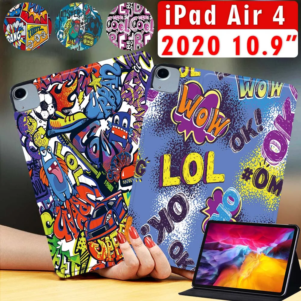 

Tablet Case for Apple IPad Air 4 2020 10.9 Inch Drop Resistance PU Leather Tablet Stand Folio Cover + Free Stylus