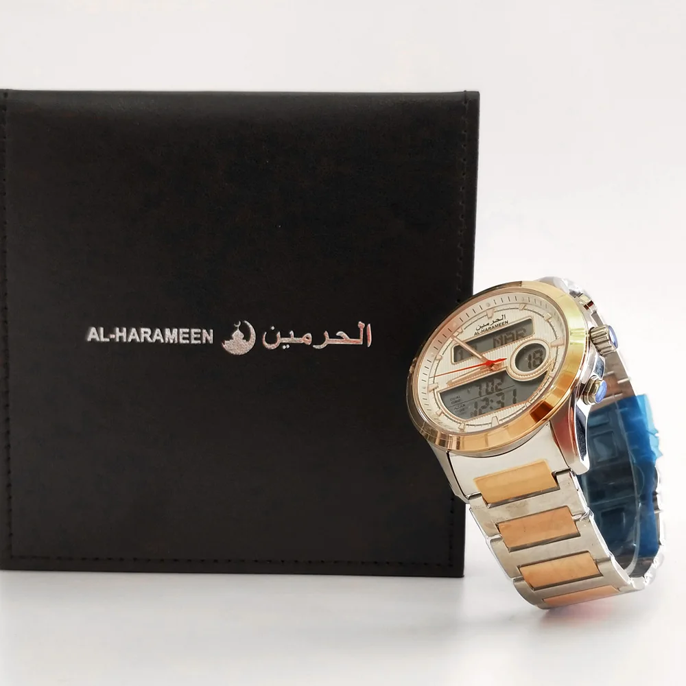 Watch with Prayer Reminder Azan Alarm Islamic Muslim Man Wristwatch Ramadan Gifts for Boyfriend Hasband