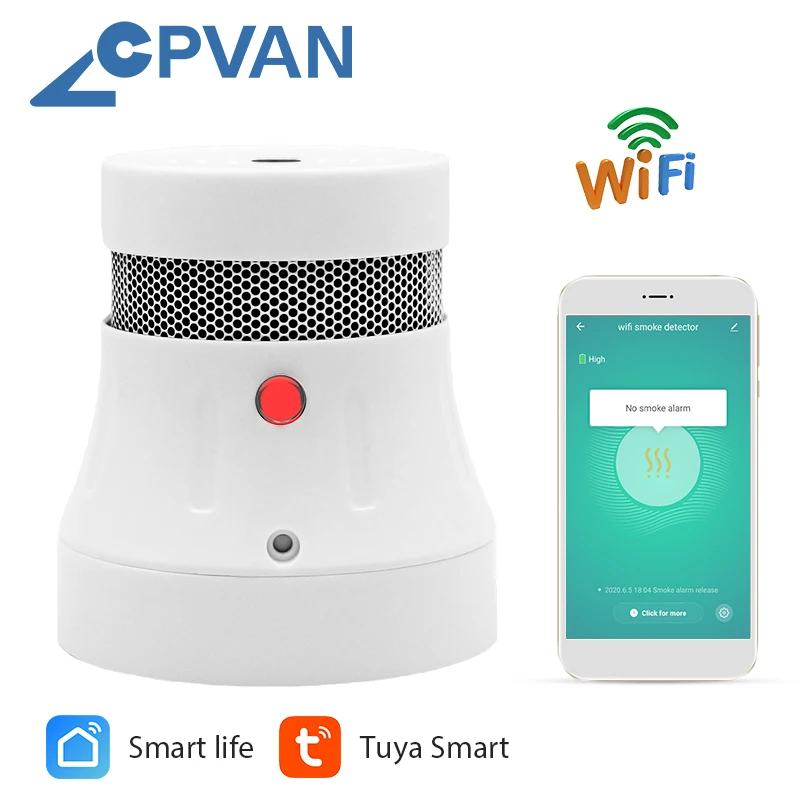 CPvan Tuya High Sensitivity Smoke Alarm Fire Protection Wifi Smoke Detector Smoke Combination Fire Alarm Home Security System