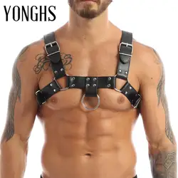 Harness Mens Erotic Lingerie Chest Strap Leather Harness Features Leather Adjustable Buckle Straps Hot Sexy Body Chest Harness