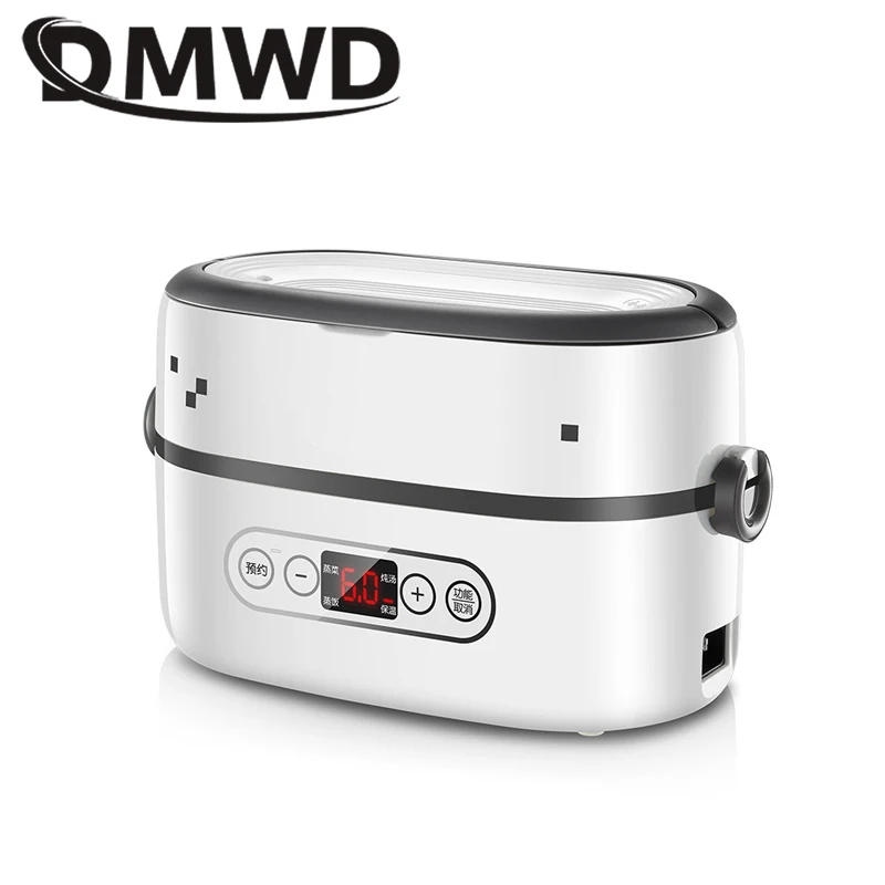 DMWD mini elektryczny ryżowar 1L przenośny ceramiczny liniowy multicooker inteligentne pudełko na lunch z izolacją podgrzewacz do potraw jajowar